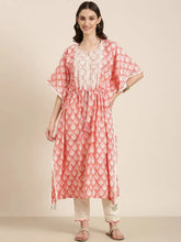 Women Coral Floral Kurta Set-BCK-1274-Coral